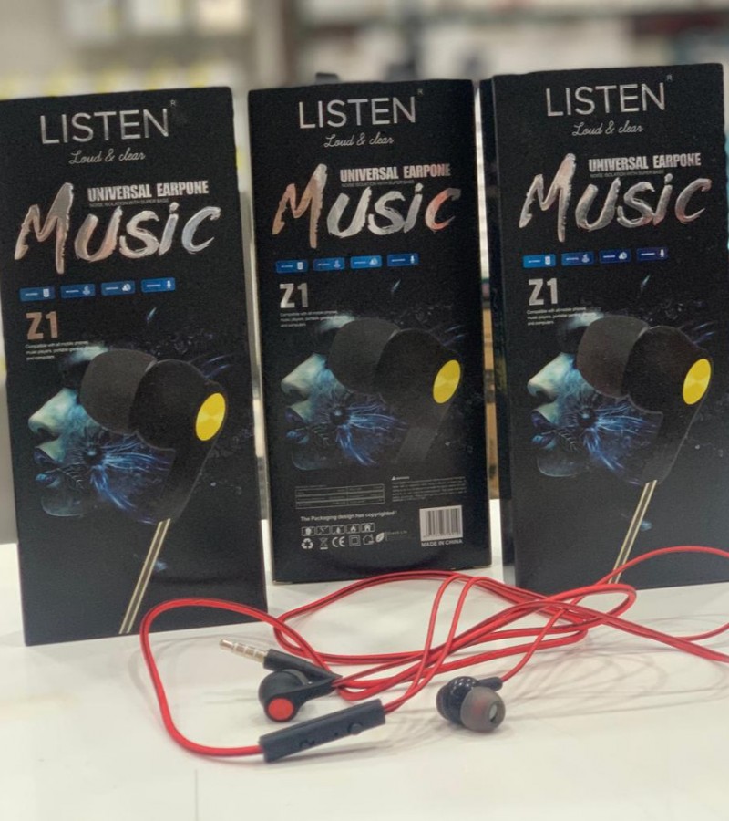 Earphone Z1 Extra Bass Stereo Hands free with Micro phone