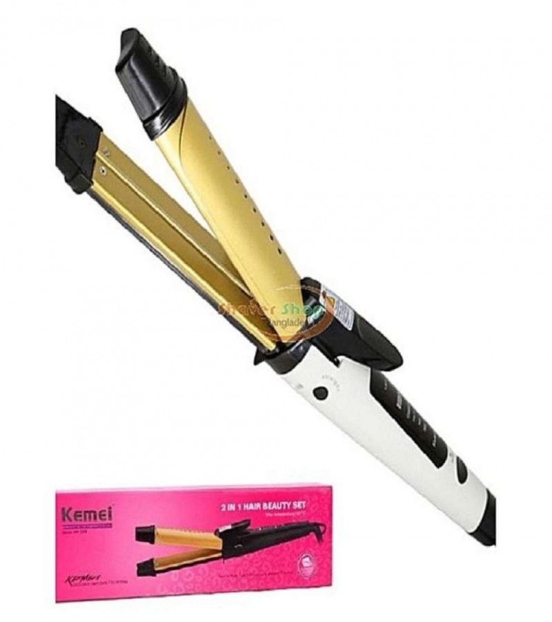 Electric Hair Curler & Straightener Km-1268 2 In 1