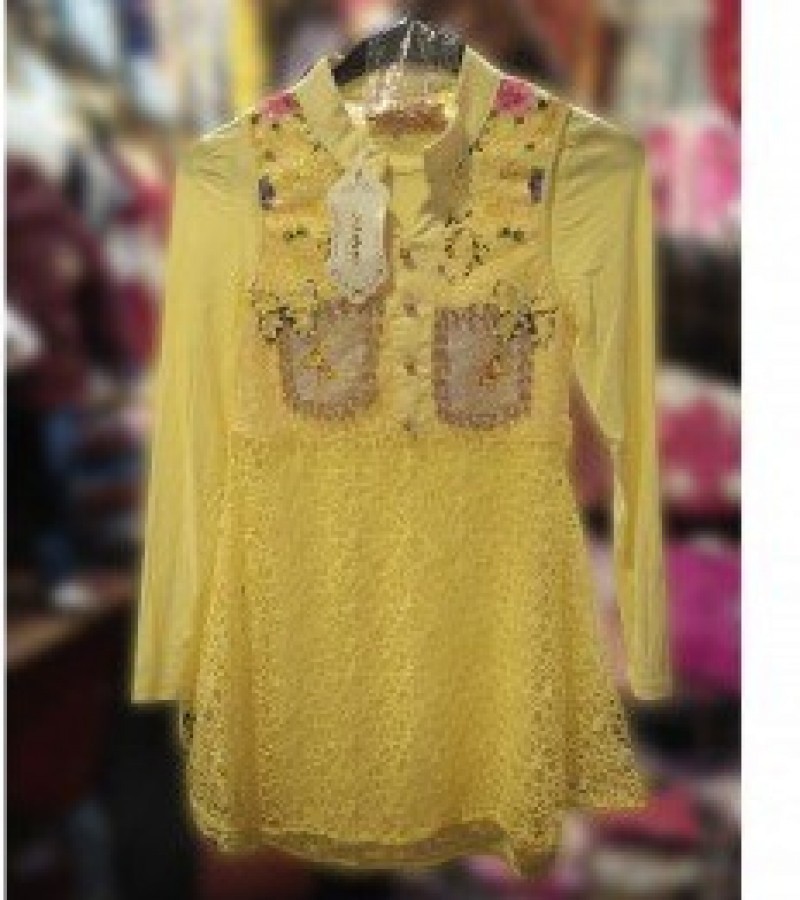 Elegant Long Top For Girls - 5 To 13 Years - Yellow