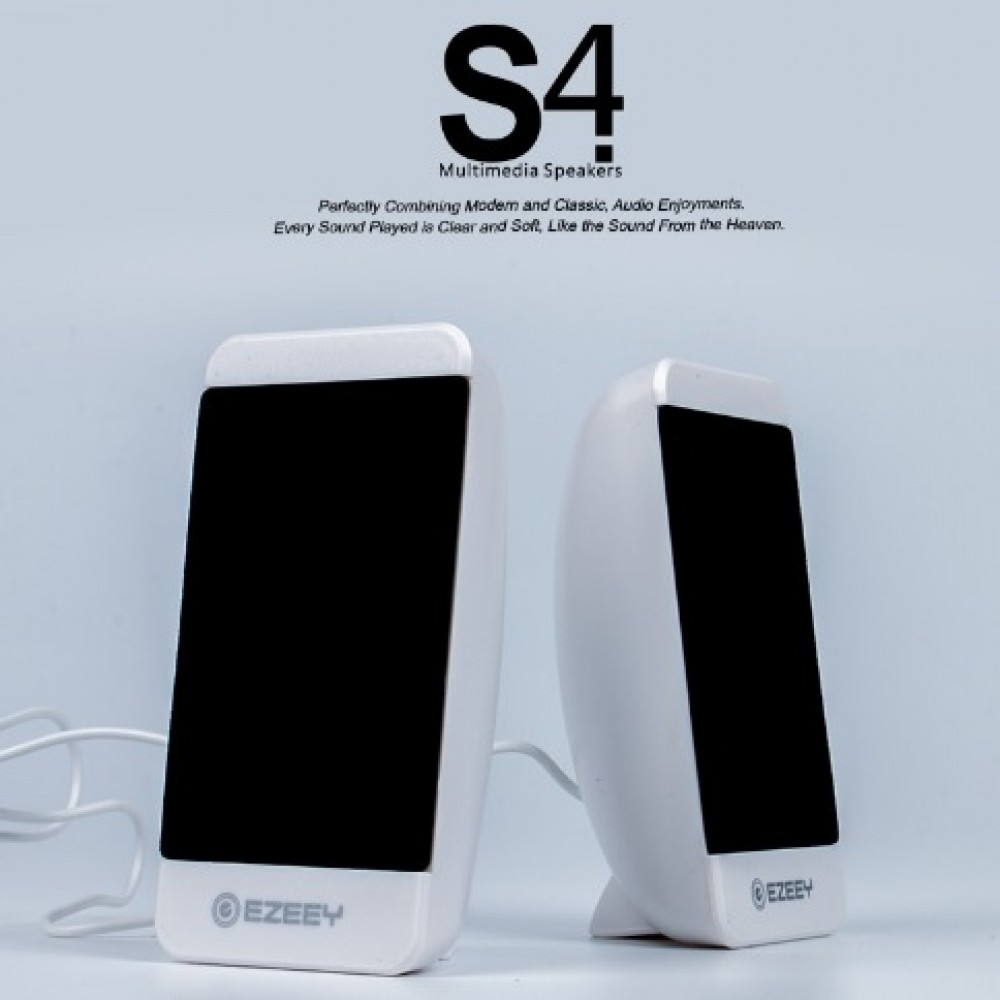 EZEEY S4 USB 3.5mm Portable Speakers for Laptops & Mobiles - White