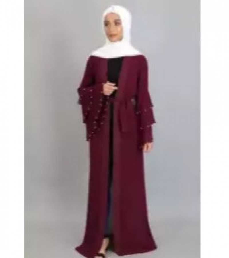 Fabric Pearls Abaya Buttoned-Down Cardigan Dress