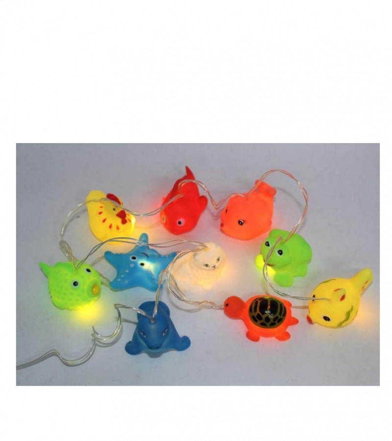 Fairy light for kids room Rubber material 10 animals with leds 5ft length Battery operated