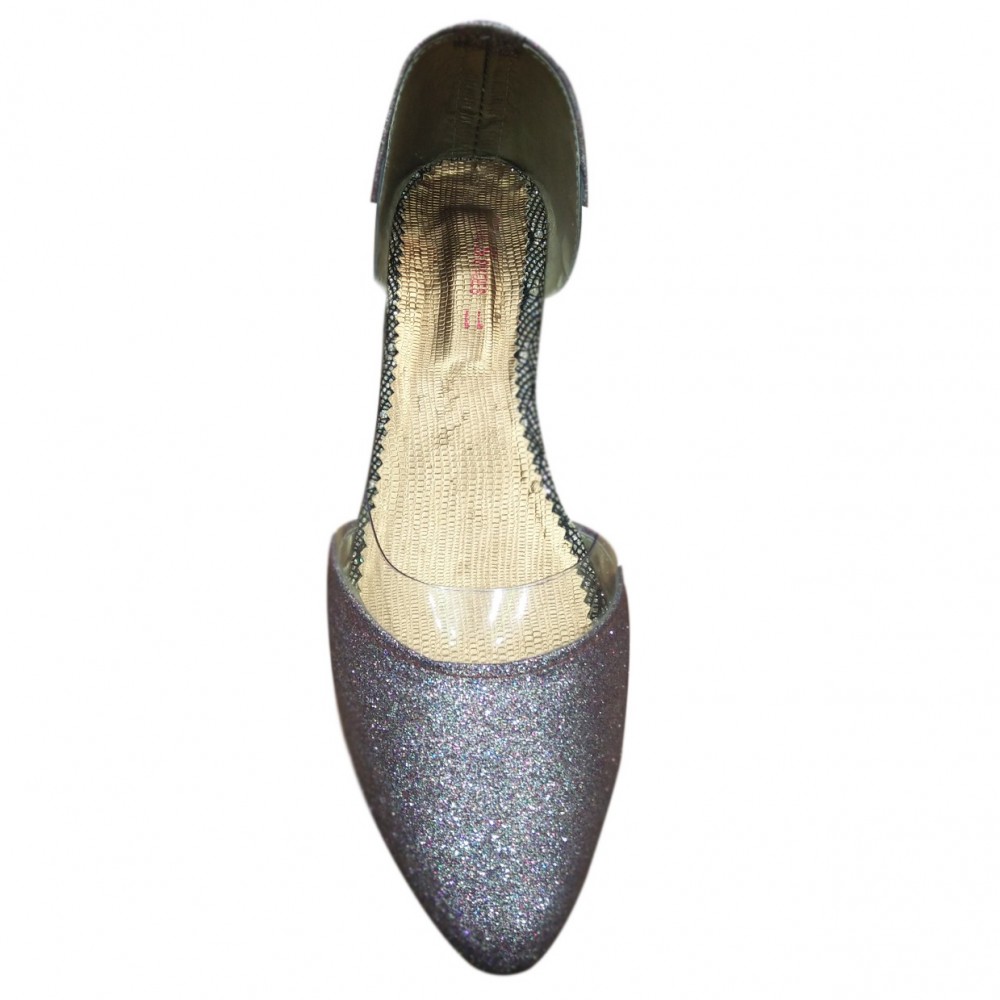Fancy Partywear Broach Khussa Shoes For Women - Silver - 9 To 11