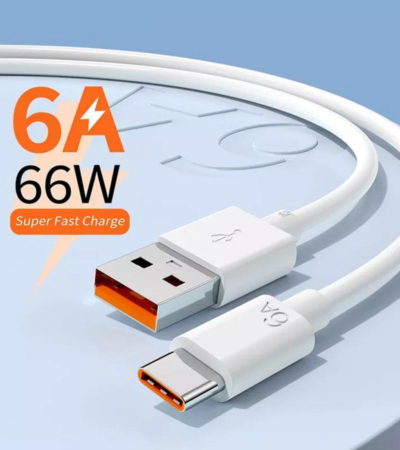 Fast Charging Cable 6A for Android Smartphones Type C Data Cable - 6A Turbo Super Fast Type C Fast