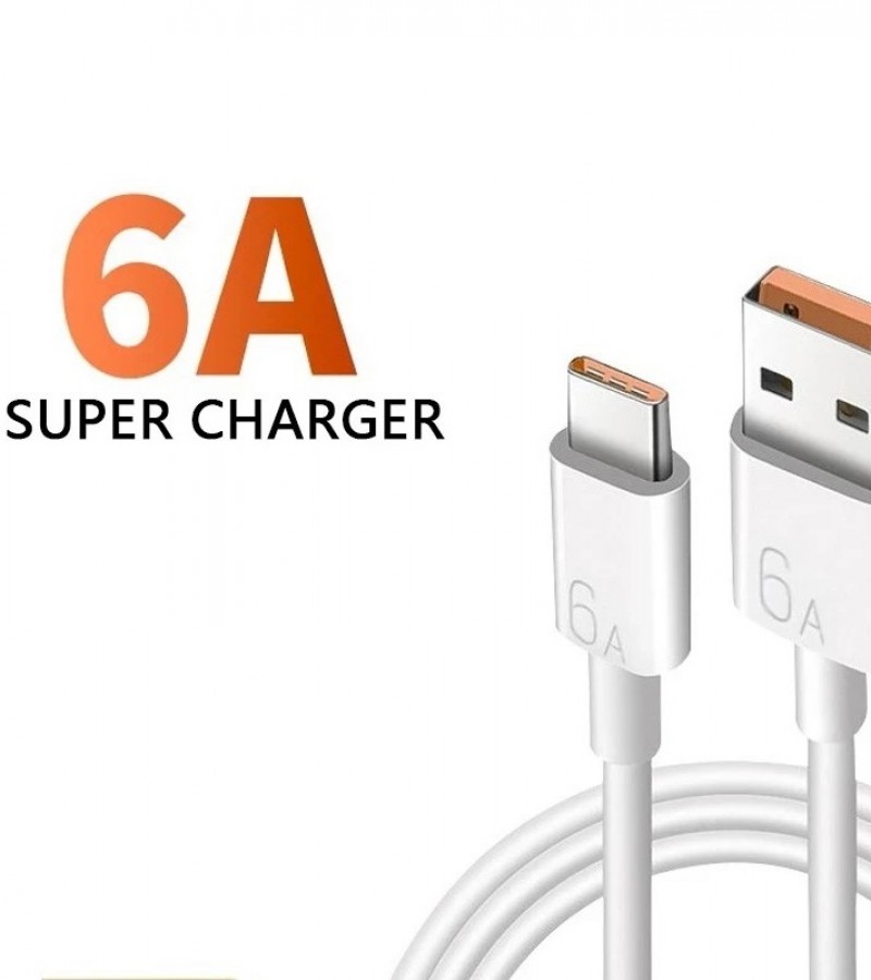 Fast Charging Cable 6A for Android Smartphones Type C Data Cable - 6A Turbo Super Fast Type C Fast