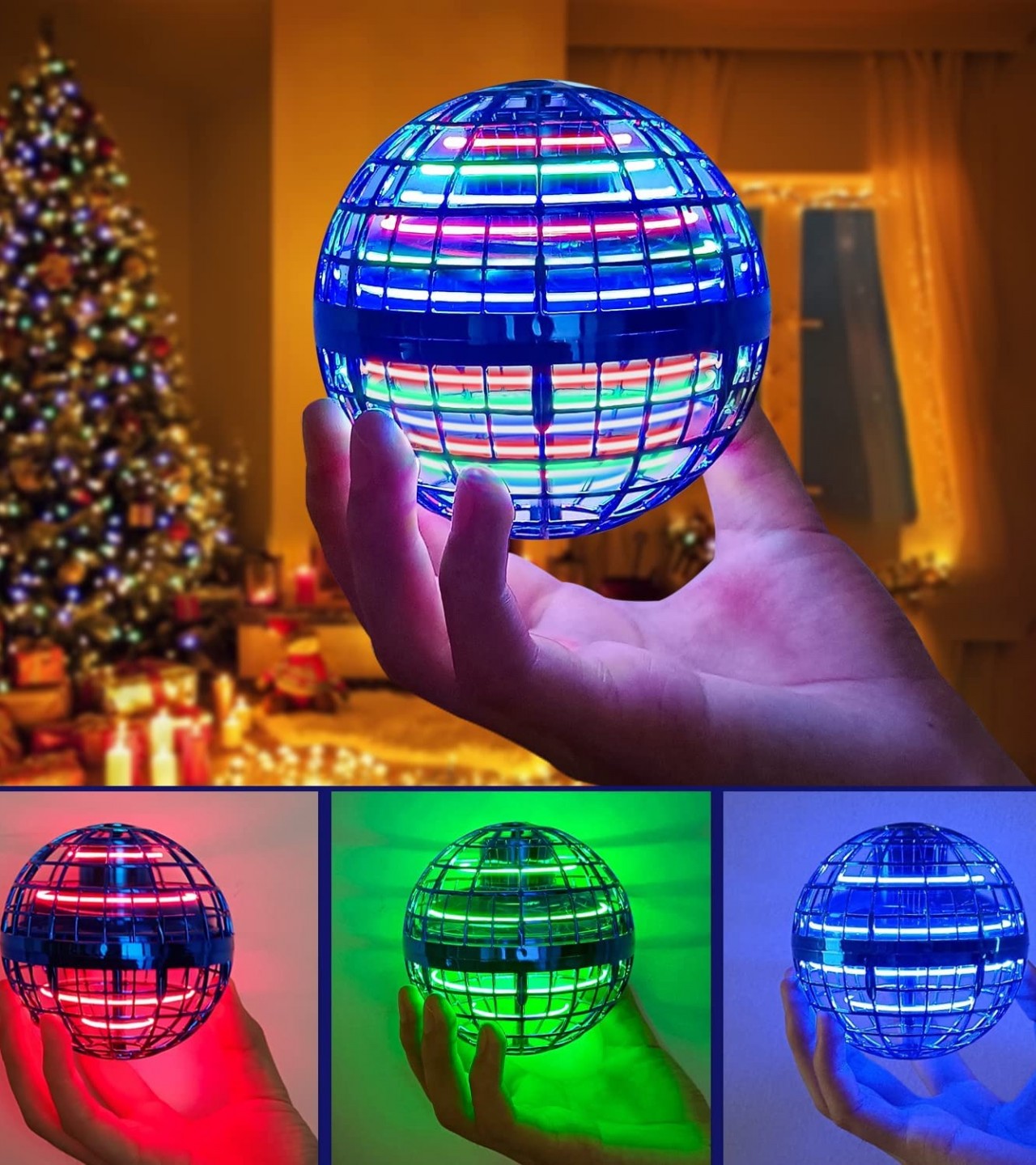 Flying Ball UFO Toy - Built-in RGB Lights Spinner 360° Rotating - Gyro Flying Hover Ball Toy