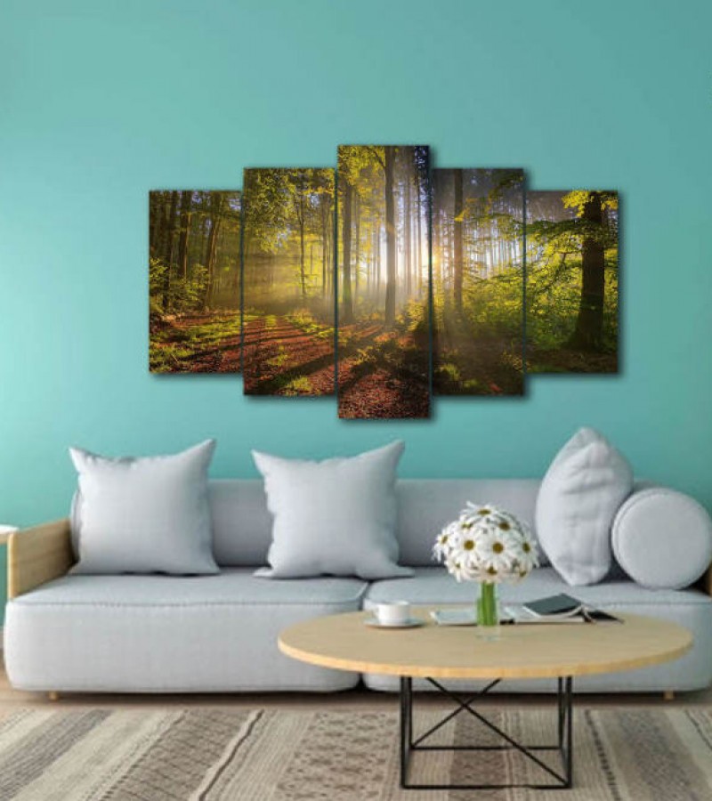 Forest Wall Art 5 Panel Canvas Painting for Home Decoration. HM-S5-498