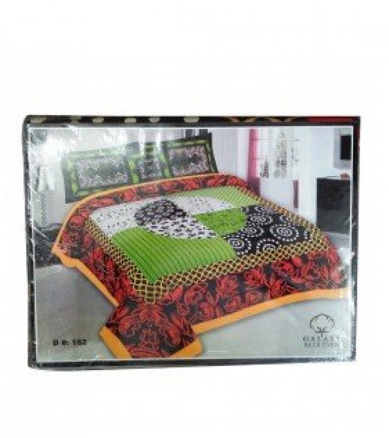 Galaxy Bedlinen Double Bed Sheet D-182 With 2 Pillow Covers - 1 Cushion