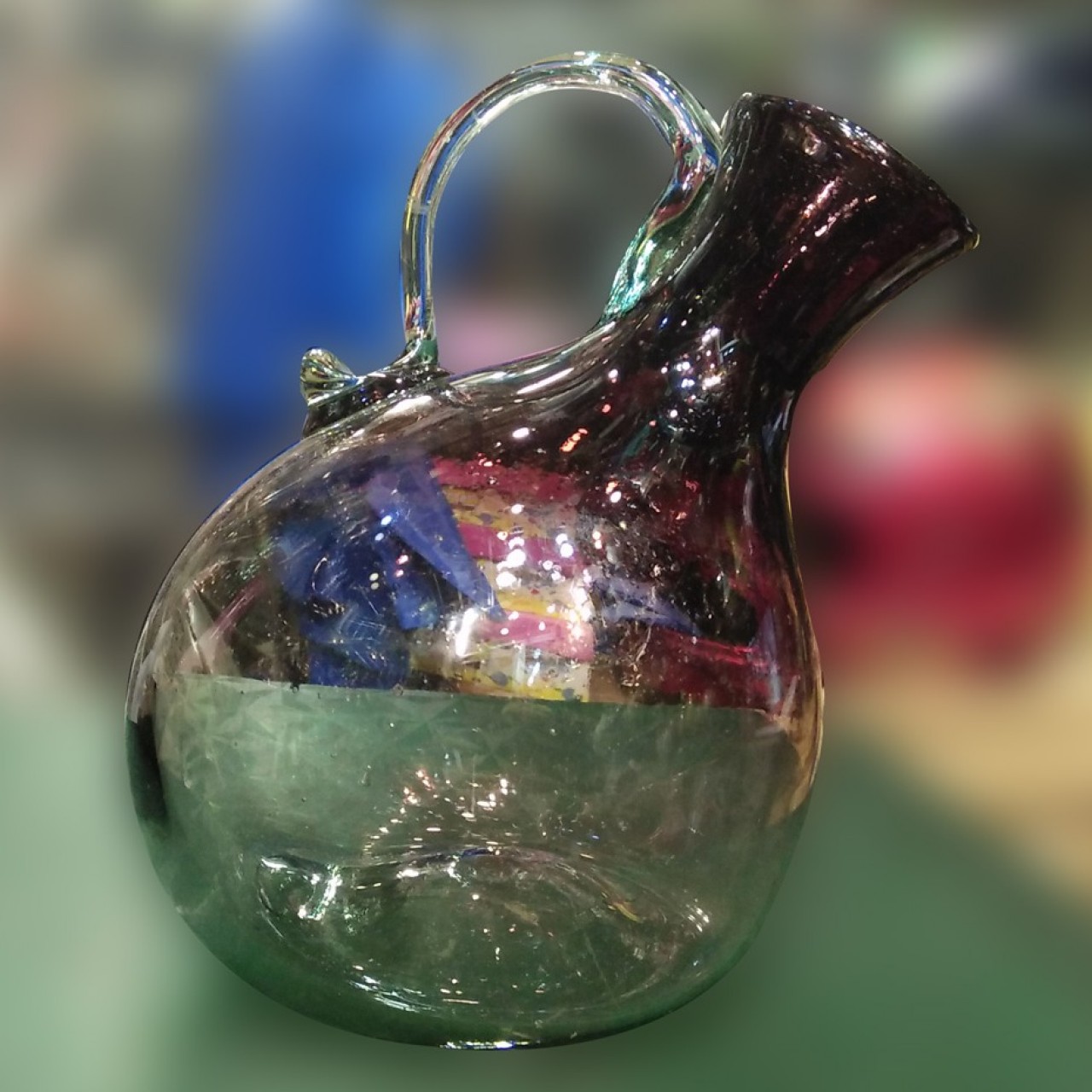 Glass Vase Guldaan With Handle For Home & Office Decoration