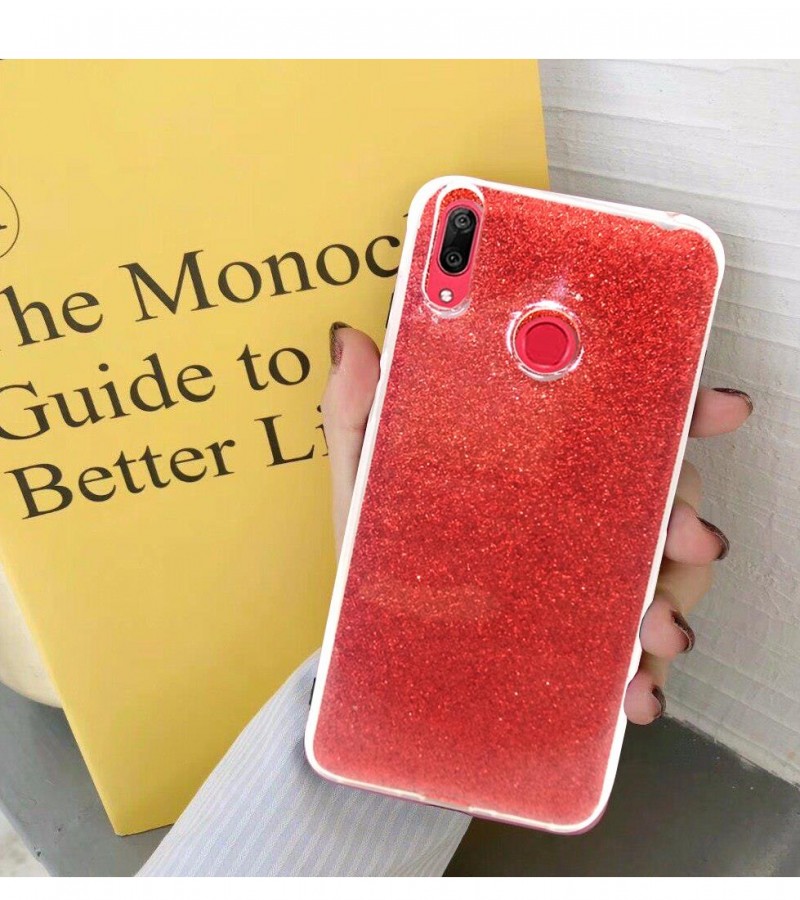 Glittery Red Cover For Y7 Prime 2019