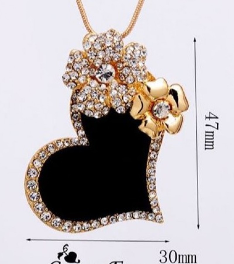 Gold Filled Austrian Crystal Enamel Heart Necklace & Earrings