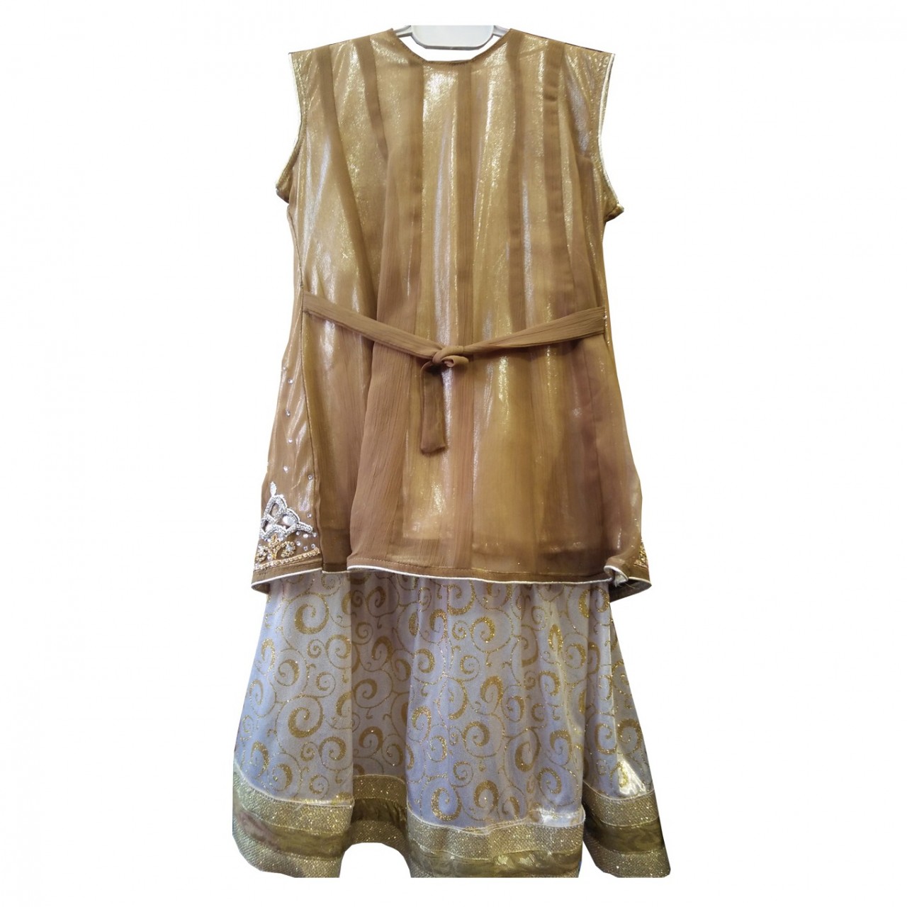 Golden Lehenga With Bazu Patti For Little Girls - 1 To 5 Years
