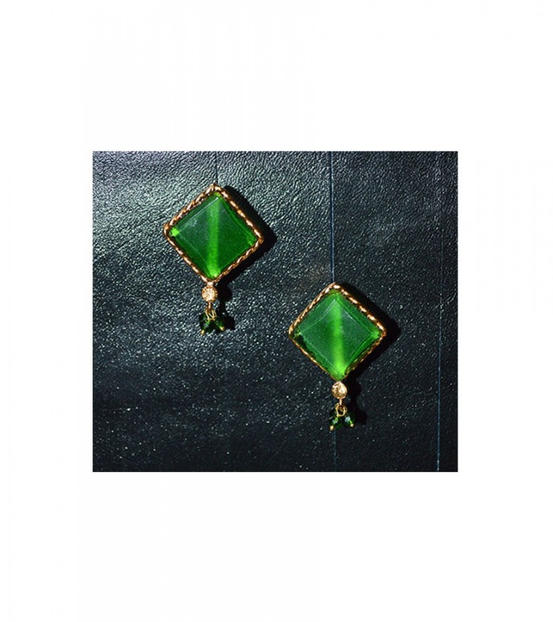Green Stone Ear Rings