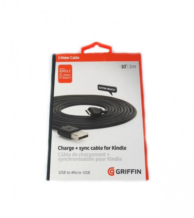 Griffin Micro USB Charging and Data Cable 3M - Black