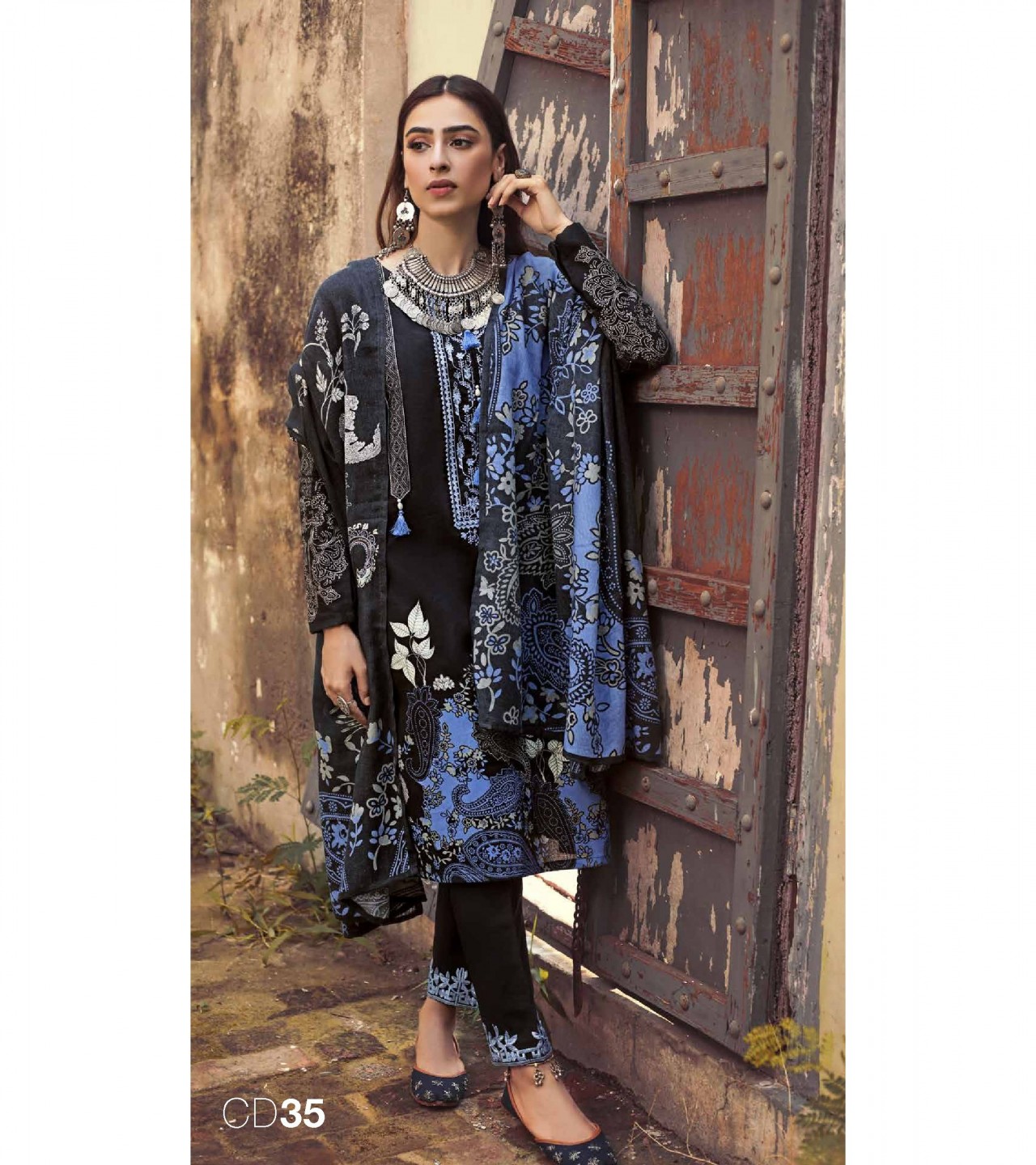 Gul Ahmed 3 PC Unstitched Embroidered Suit with Cotton Net Dupatta CD-35