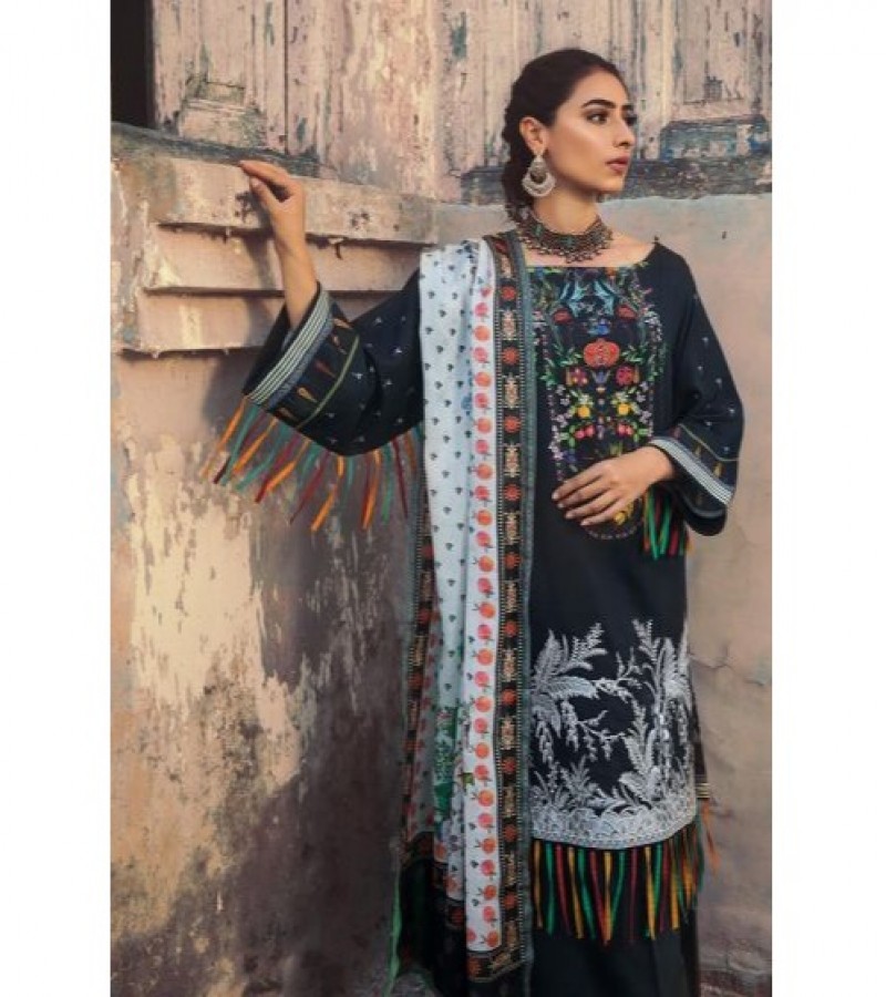 Gul Ahmed 3 PC Unstitched Embroidered Suit with Cotton Net Dupatta CD-40