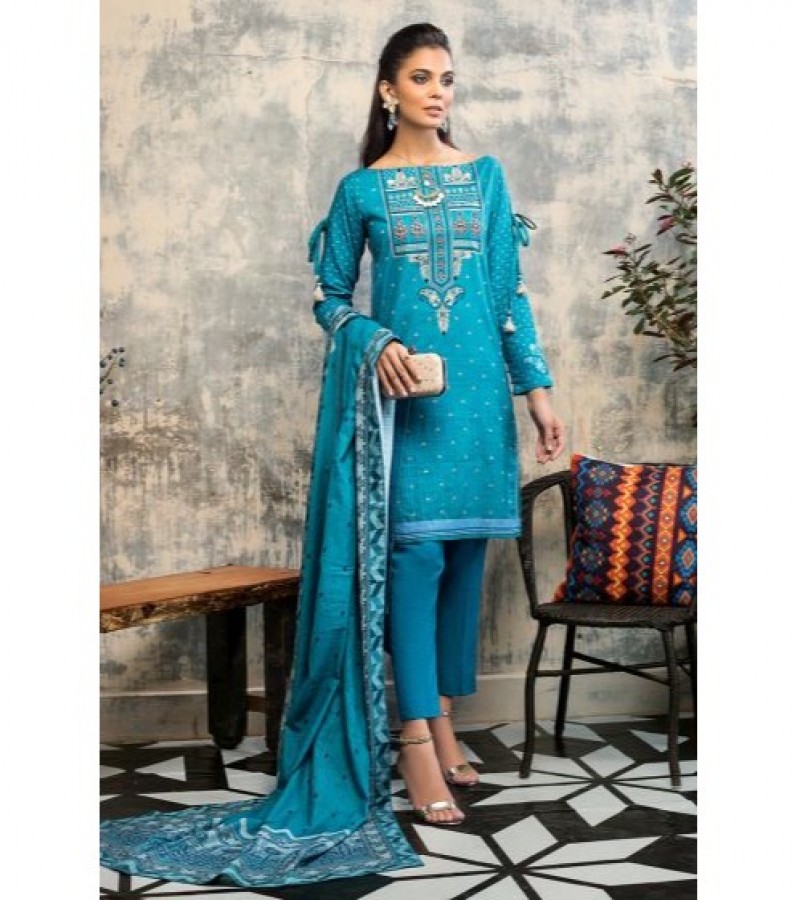 Gul Ahmed 3 PC Unstitched Khaddar Embroidered Suit K-107 B