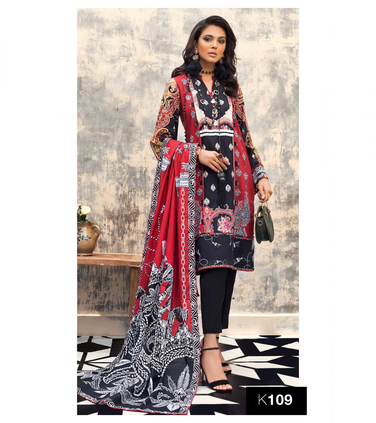 Gul Ahmed 3 PC Unstitched Khaddar Embroidered Suit K-109