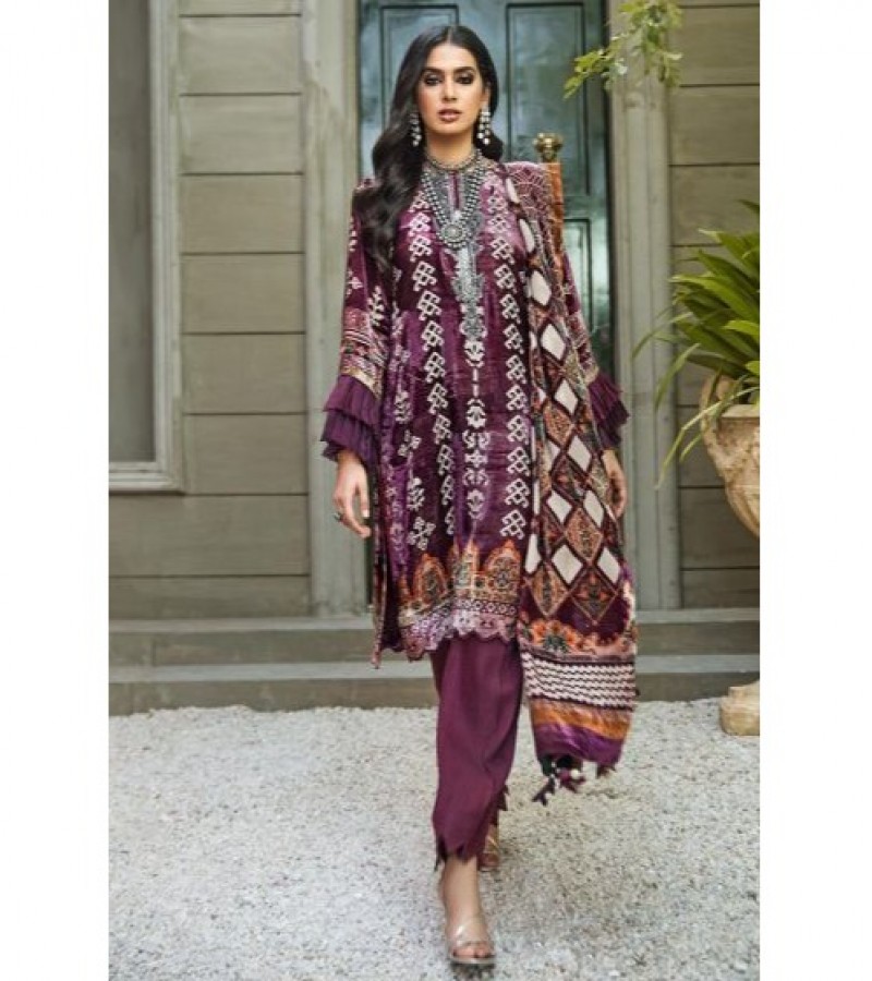 Gul Ahmed 3 PC Unstitched Printed Suit with Nylon Velvet Dupatta BVL-22