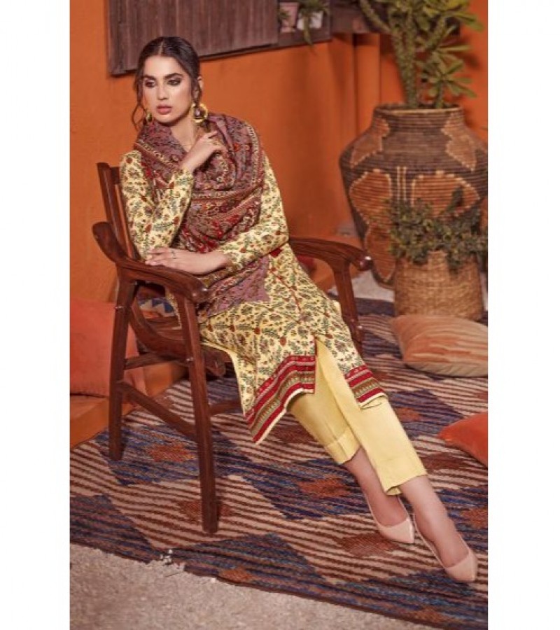 Gul Ahmed 3 PC Unstitched Twill Linen Suit with Pashmina Shawl AP-31