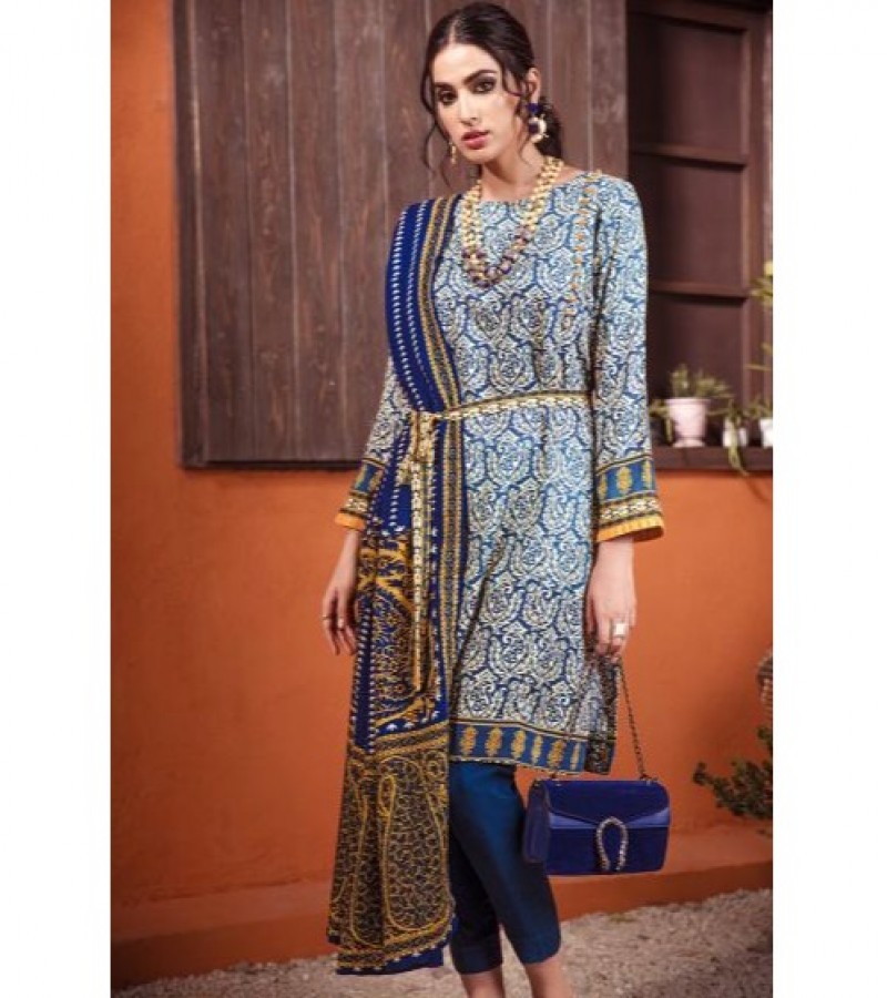 Gul Ahmed 3 PC Unstitched Twill Linen Suit with Pashmina Shawl AP-32
