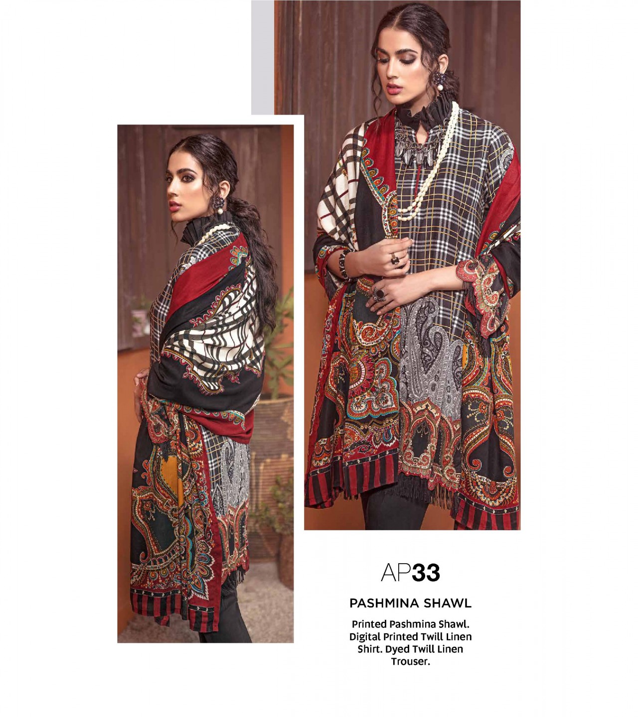 Gul Ahmed 3 PC Unstitched Twill Linen Suit with Pashmina Shawl AP-33
