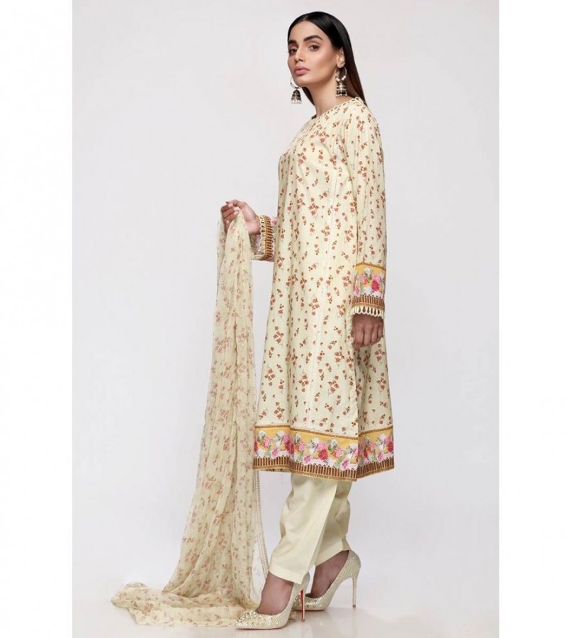 gul ahmed 3PC Unstitched Embroidered Lawn Suit