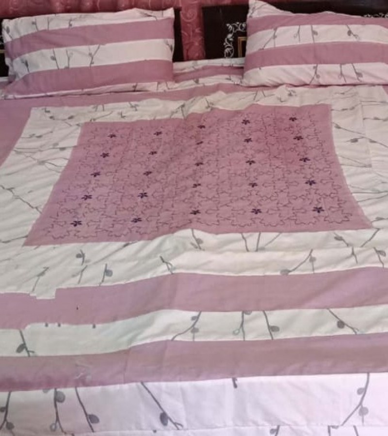 Hand made bedsheet, khaddar Bedsheet, hand embroidery bedsheet