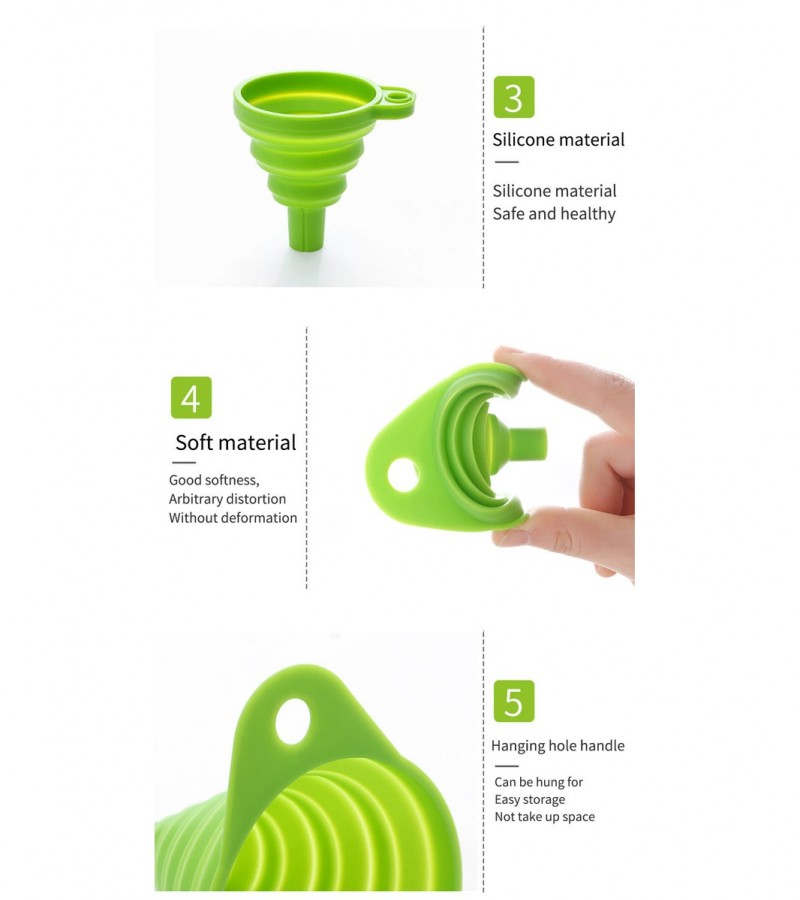 Handy Foldable & Collapsible Silicone Funnel, Household Liquid Dispensing Mini Funnel Style Kitchen