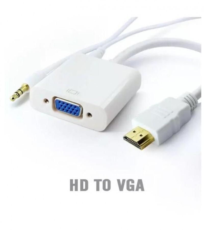 Hdmi To Vga Converter With Sound- White 1080P HDMI MALE TO VGA FEMALE VIDEO CONVERTER ADAPTER CABLE