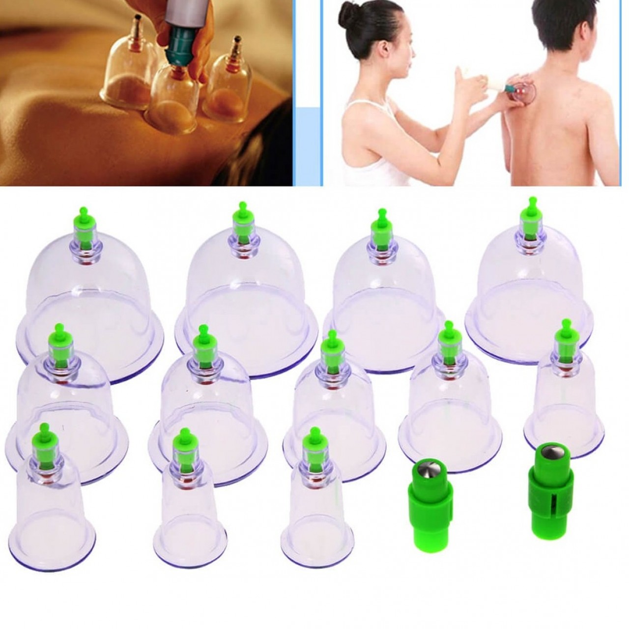 Hijama Therapy Device -  Medical Vacuum Cupping Suction  Set (12 Cups)