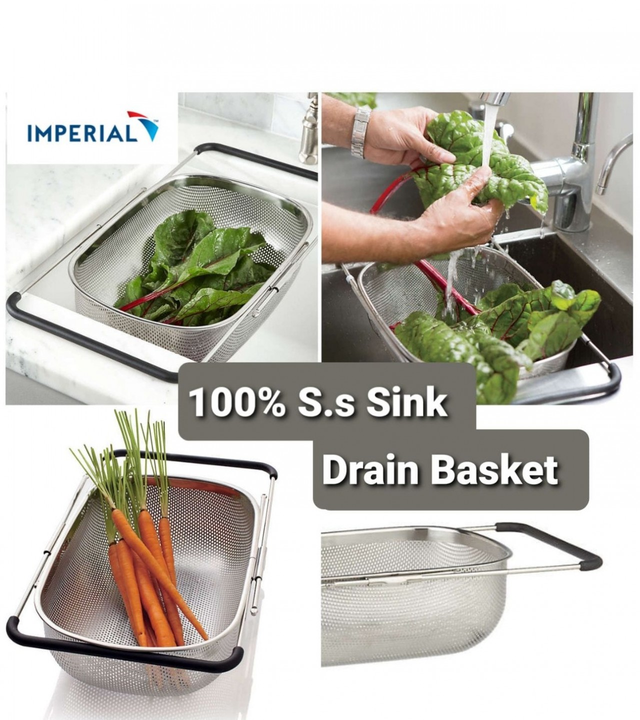 imperial adjustable vegetable,fruit washer bastek stainless steel code (01100)