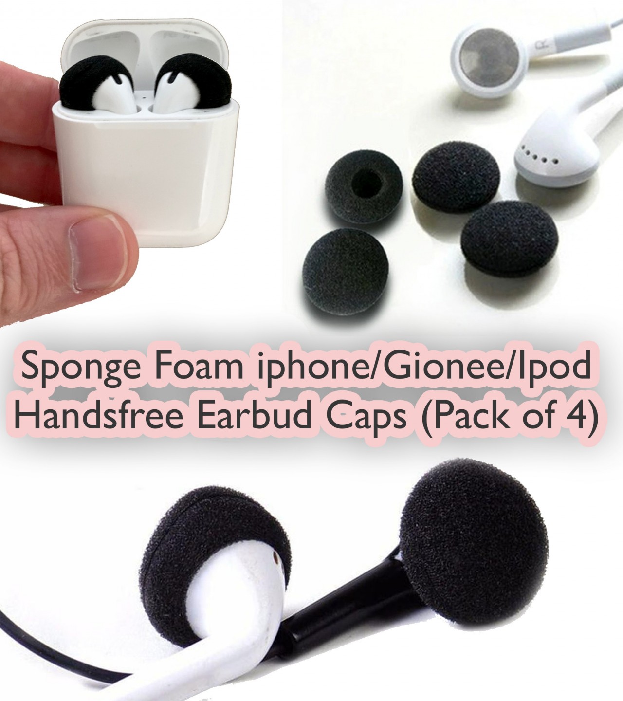 iPhone/Gionee/IPod Handsfree Ear Bud Caps - 3 Different Colours - Pack of 4