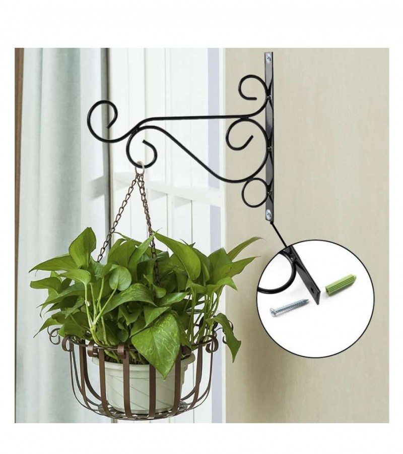 Iron Garden Wall Light Hanging Flower Plant Pot Bracket Hook Shelf Stand Holder