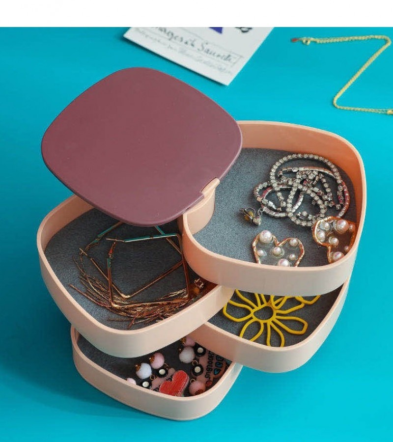 Jewelry Organizer 360 Degree Round Rotating Jewelry Storage Box - Multi