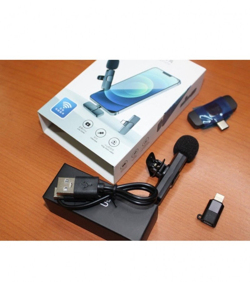 K8 Wireless Bluetooth Microphone Universal Plug n Play Audio Mic Mini Collar for Mobile Phone