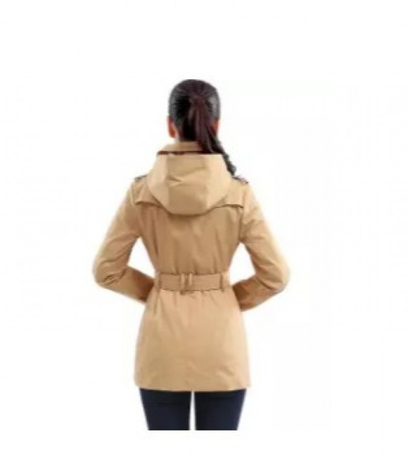 Khaki Cotton Long Coat Parka Pu Leather Jacket For Women