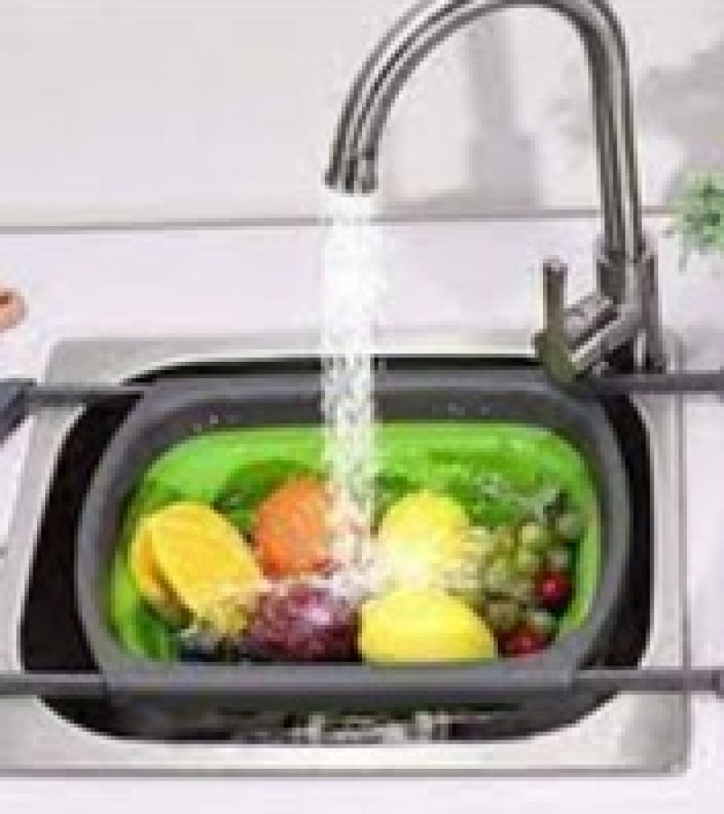 Kitchen Colander Fruit Vegetable Washing Basket Foldable Strainer Collapsible Drainer Over The Sink