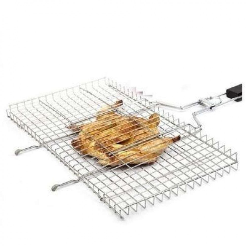 Large Grill Basket BBQ Accessory for Fish Chicken Meat Vegetable