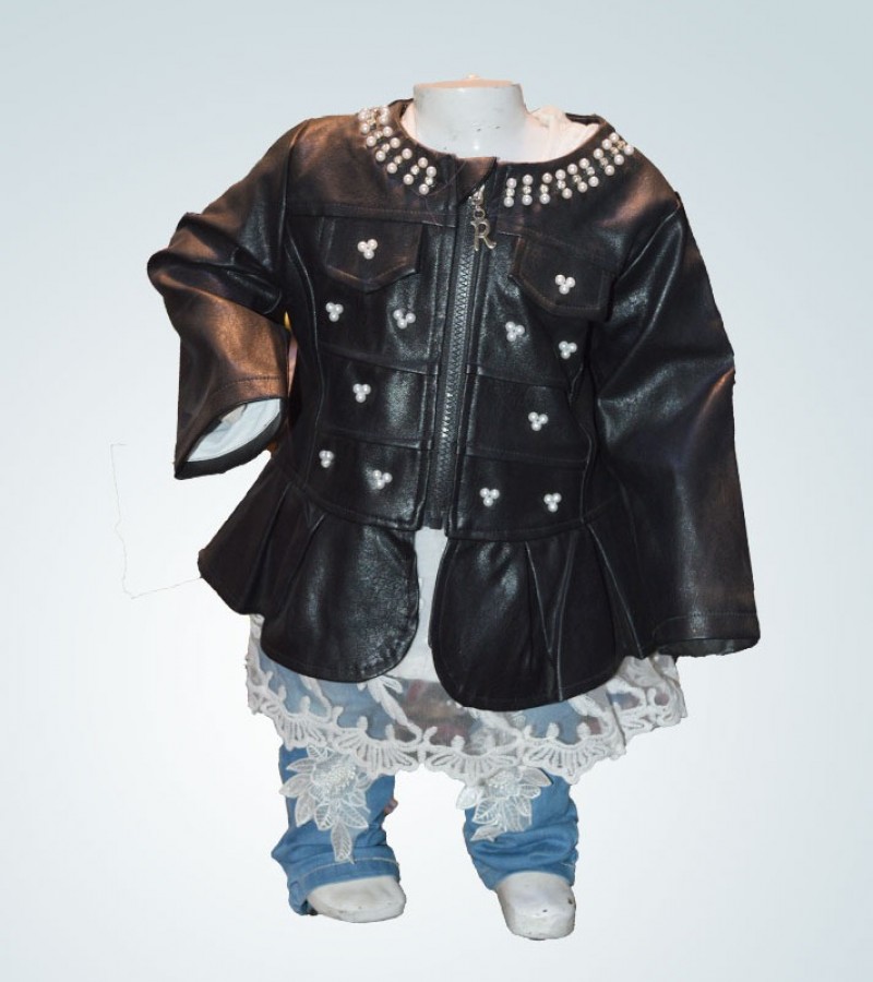 Leather Jacket Baby Frock