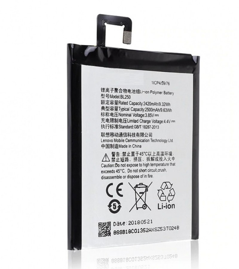 Lenovo BL250 battery For Lenovo Vibe S1 with 2500 mAh Capacity- Black