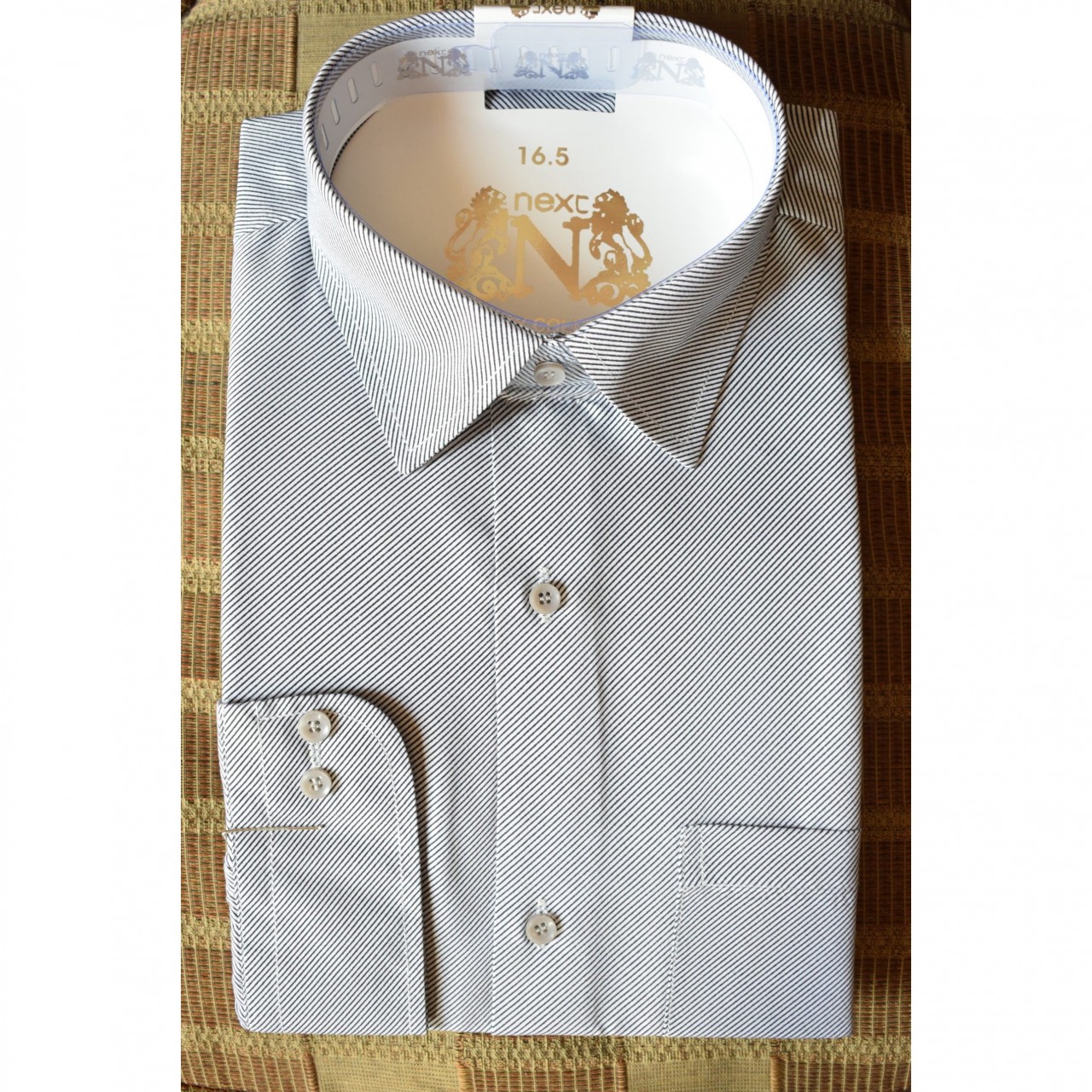 Pin Stripes Formal Shirt For Men - Double Needle Stitching - Light Grey
