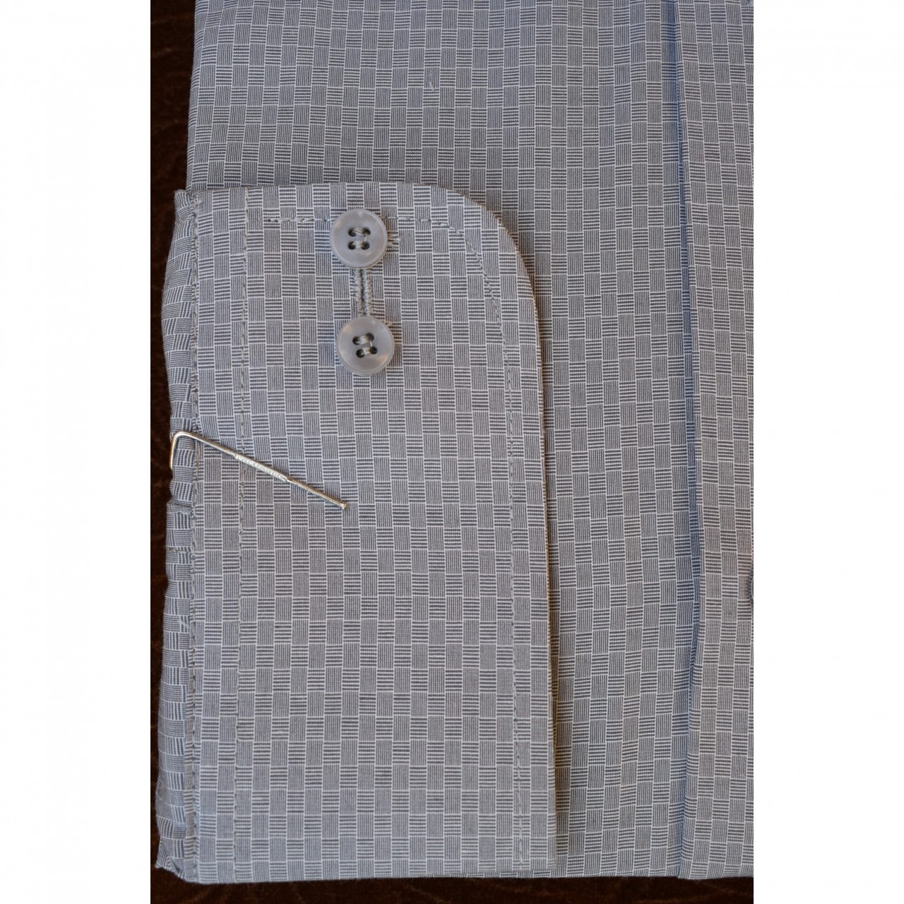 Self White Squares Pattern Formal Shirt For Men - Light Grey