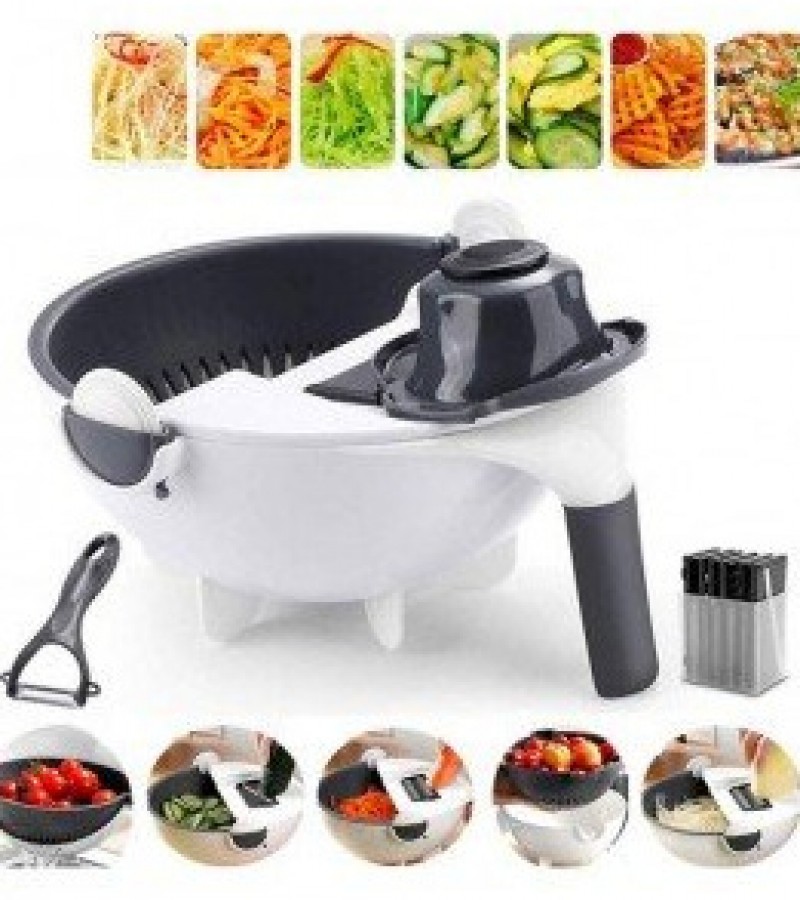 Magic Vegetable Cutter With Drain Basket 9 in 1 Multi-functional