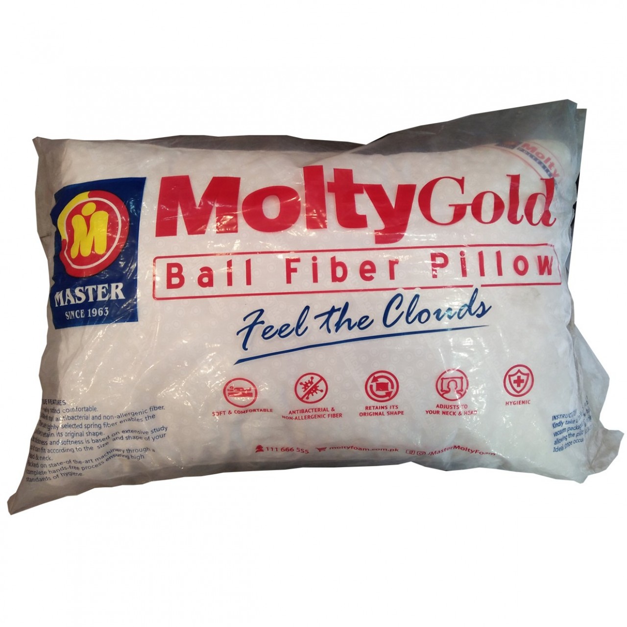 Master Molty Gold Bail Fiber Pillow - Antibacterial & Non-Allergenic