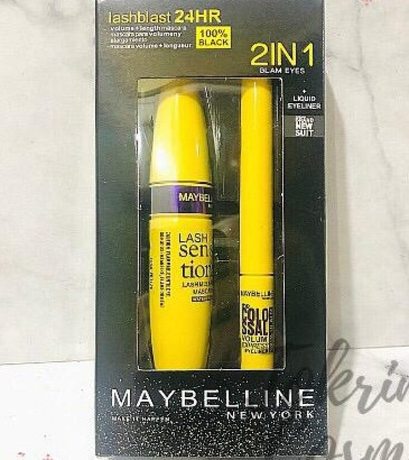 Maybelline MASCARA + EYELINER 2IN1 Black SET