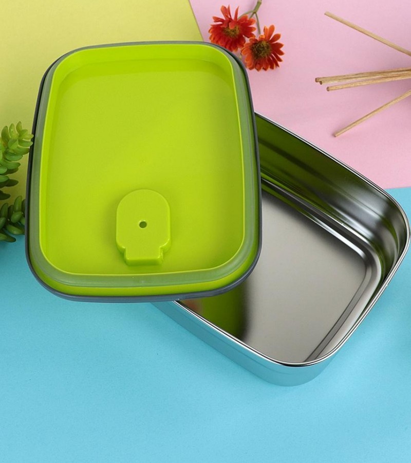 Medium Rectangle Stainless Steel Metal Storage Food Containers/ Lunch Box for Men Women or Kids ,