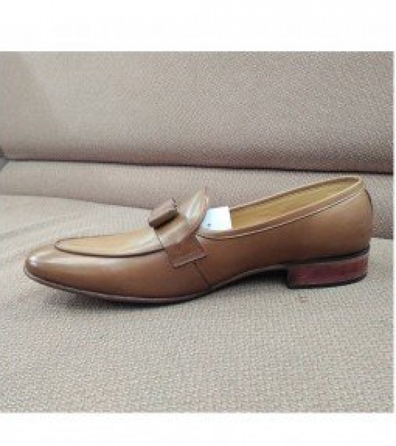 "Milli All Leather Classic & Fashionable Shoes For Men -Beige -6 to 11 "