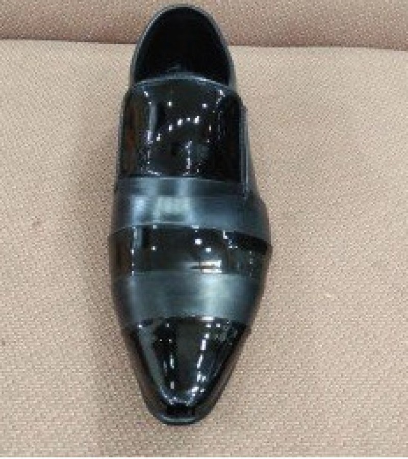 Milli Fashionable All Leather Shiny Shoes For Men -Black -6 to 11