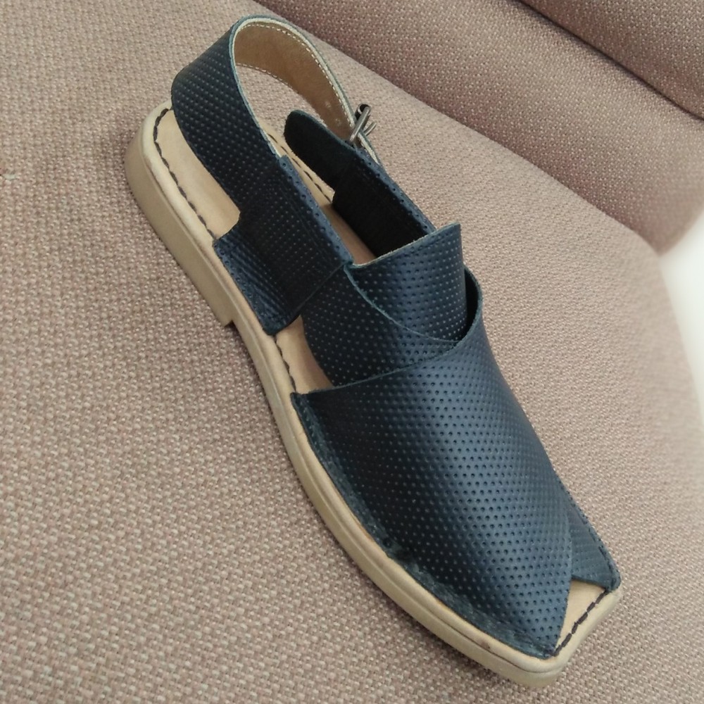 Milli Shoes Fashionable Leather Peshawari Chappal For Men - Black - 6 to 11